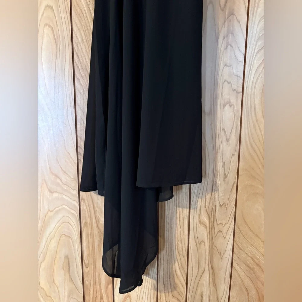Black Halter Rosette Asymmetrical Dress - Picture 8 of 10